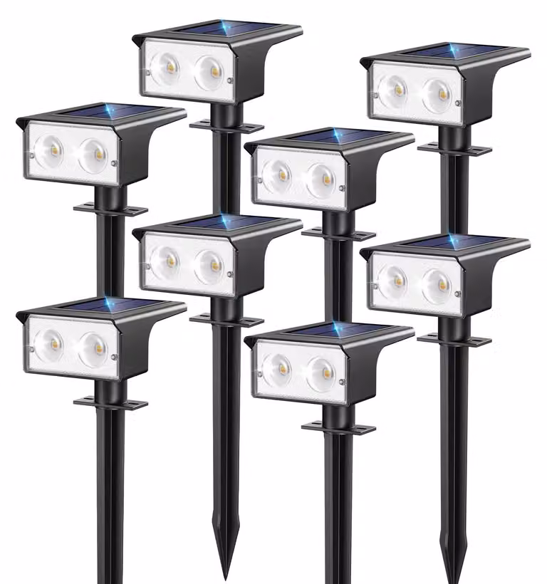 8 luci solari per esterni, 3 temperature di colore, LED, plastica