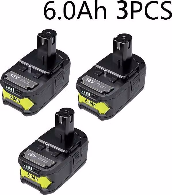 Ryobi One+ 18V Li-Ion, adattatore per batteria, 6A, nero, compatibile con P107 RB18L50 RB18L20 P108