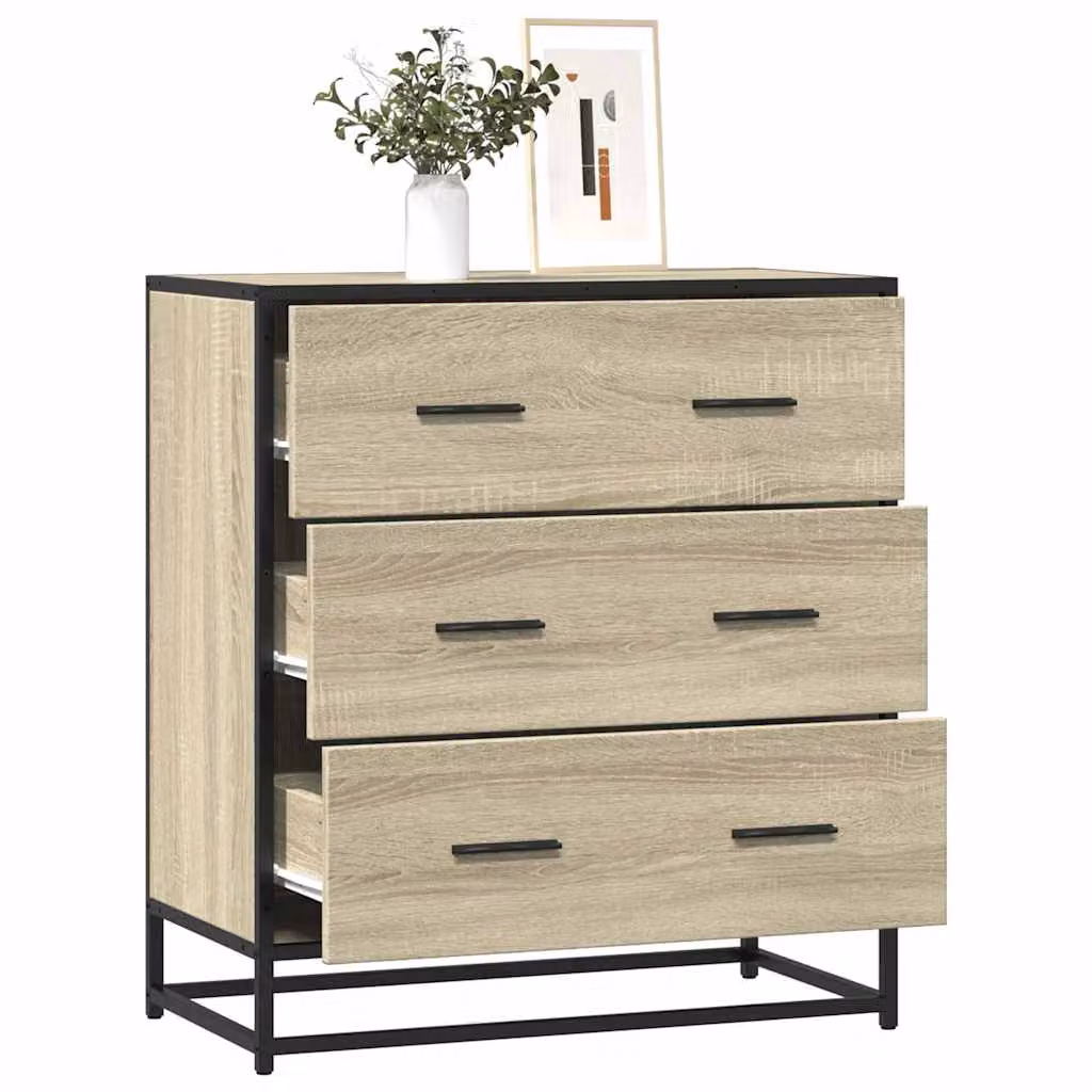 Credenza stile industrial vidaXL in MDF e metallo, colore marrone e beige, L: 68 cm, P: 35 cm, H: 76 cm