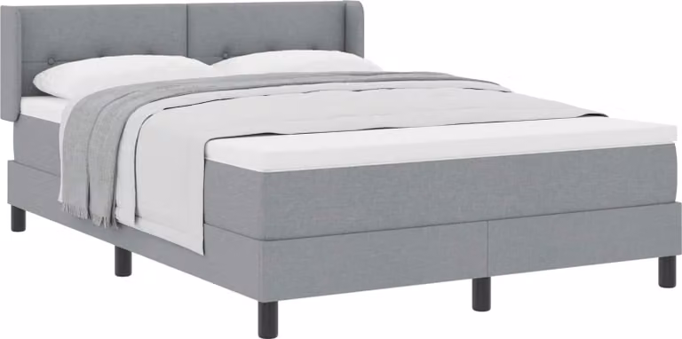 Letto a molle con testiera Grigio chiaro 200 x 140 cm Tessuto