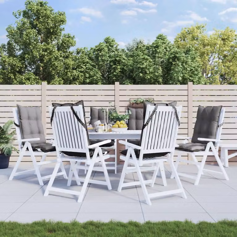 Set di 6 cuscini per sedia con schienale alto vidaXL in tessuto Oxford grigio, impermeabili e traspiranti