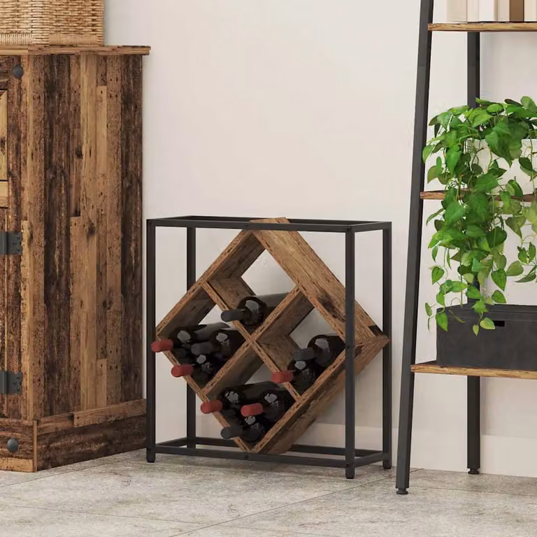 vidaXL Portabottiglie in Legno Vecchio Marrone per 16 Bottiglie