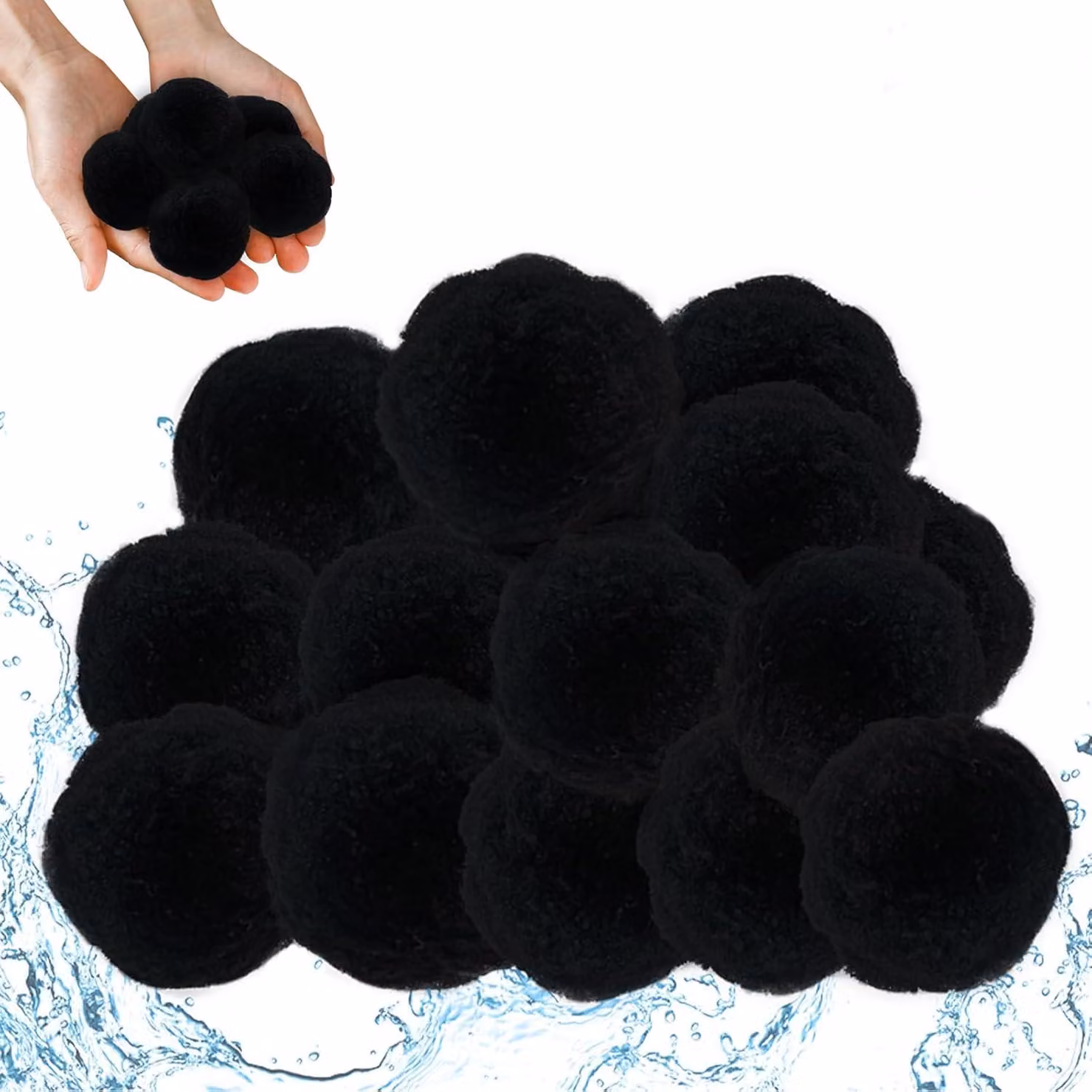 QEENTOE, sfere filtranti per piscina, 700g, nere, materiale filtrante per sistemi di filtrazione a sabbia per piscine e pompe filtranti