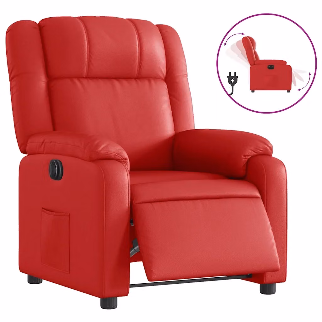 Poltrona Reclinabile Elettrica vidaXL in Similpelle Rossa con Braccioli e Funzione Auto-Return – 2