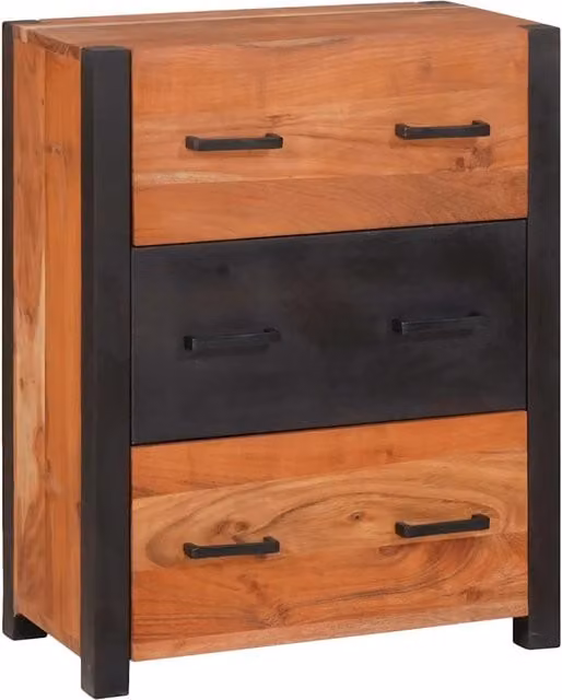 Credenza moderna vidaXL in legno di acacia e metallo, marrone, L: 55 cm, P: 30 cm, H: 75 cm