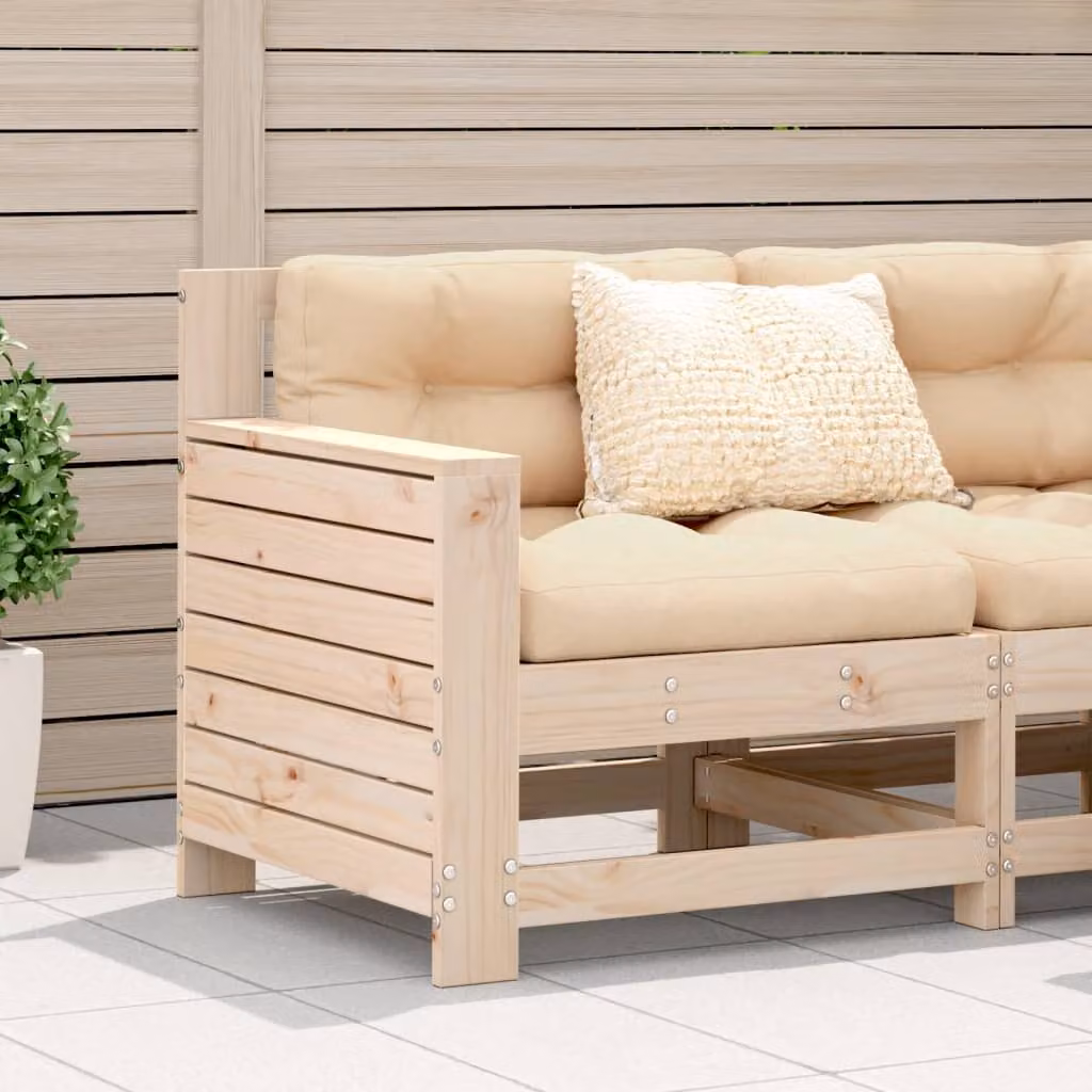 vidaXL Divano da giardino in legno massello di pino con cuscini beige stile rustico