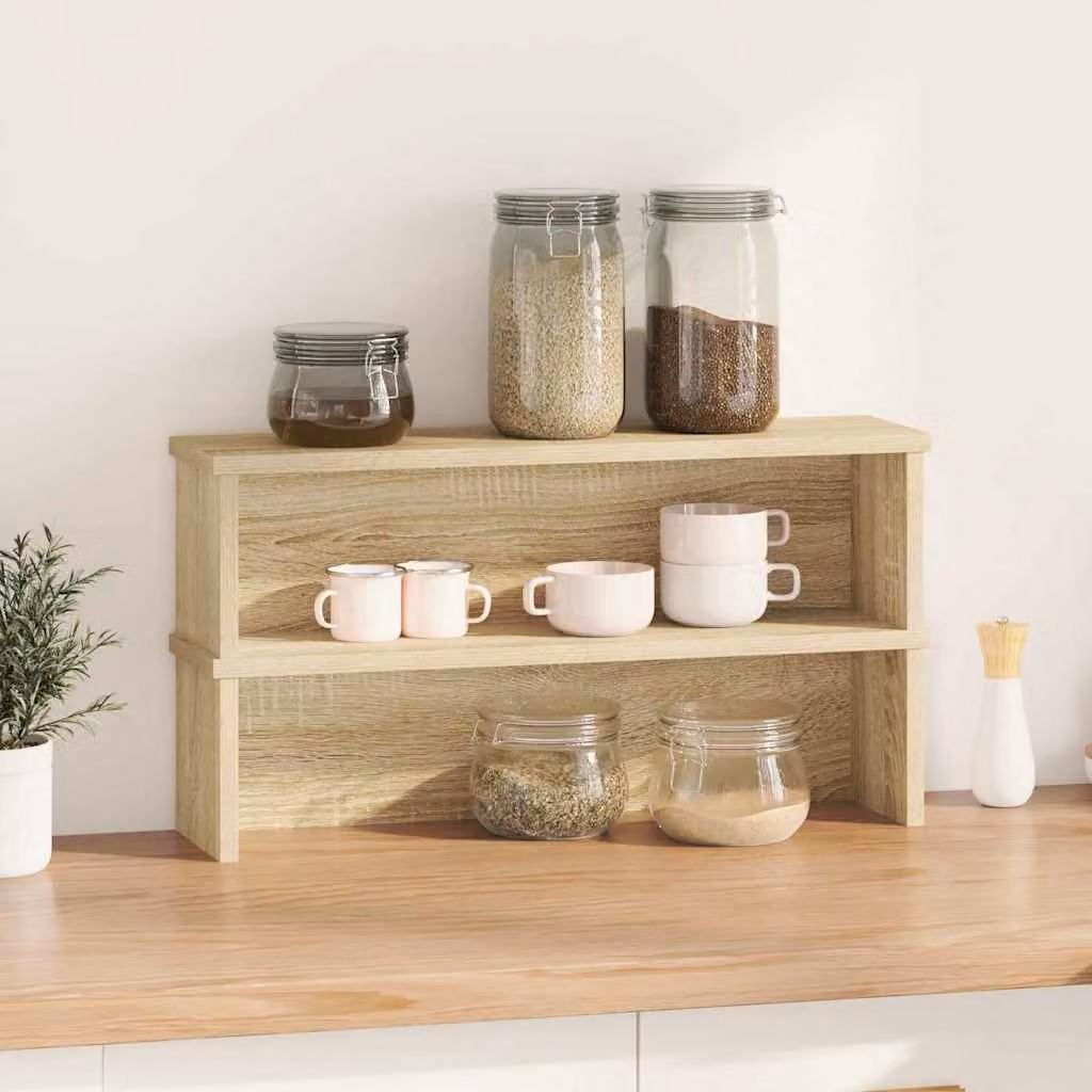 vidaXL Scaffali da Cucina Impilabili 2 pz Rovere Sonoma 60x15x16 cm