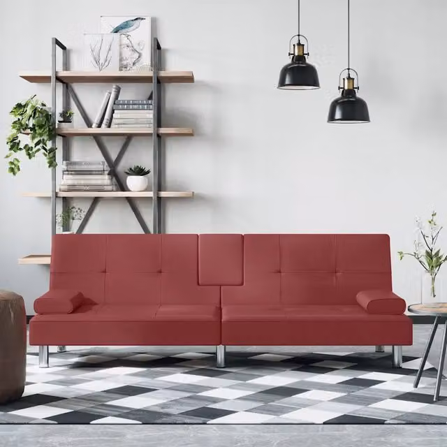 Divano Letto Click-Clack Moderno vidaXL in Similpelle Rosso con Funzione Letto per Adulti