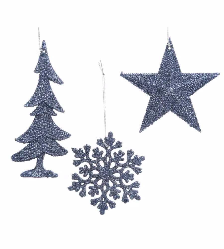 Stella / fiocco di neve / albero glitter blu