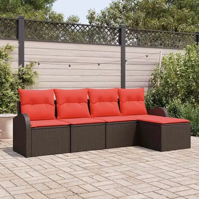 Set Divano da Giardino 5 pz Marrone polyrattan 3346004