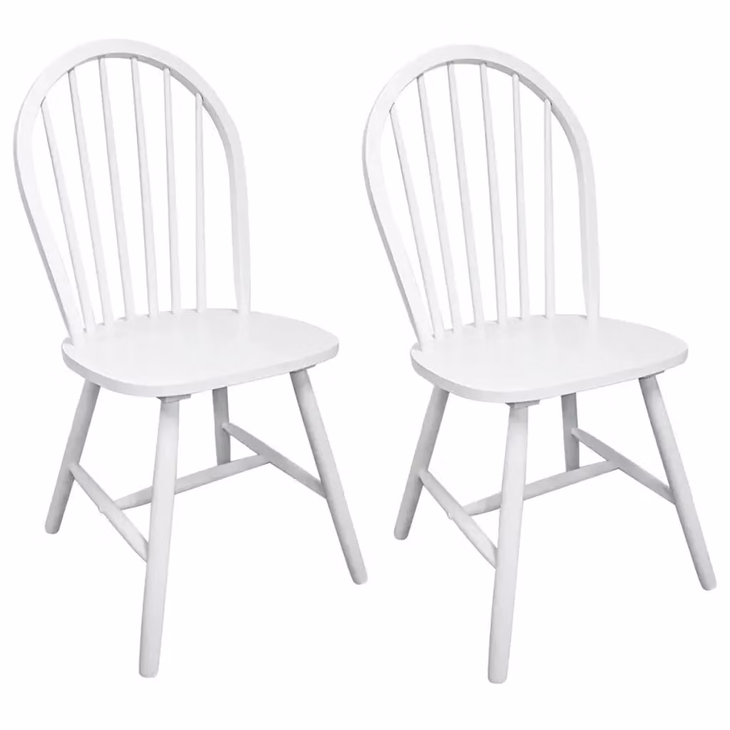 Set di 2 sedie da pranzo bianche in legno di Hevea laccato vidaXL – 2