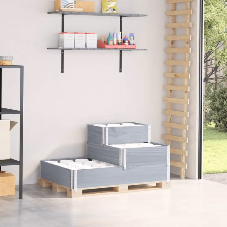 Fioriera Rialzata a 3 Livelli vidaXL in Legno di Pino Grigia L: 120 cm, P: 80 cm, H: 60,5 cm