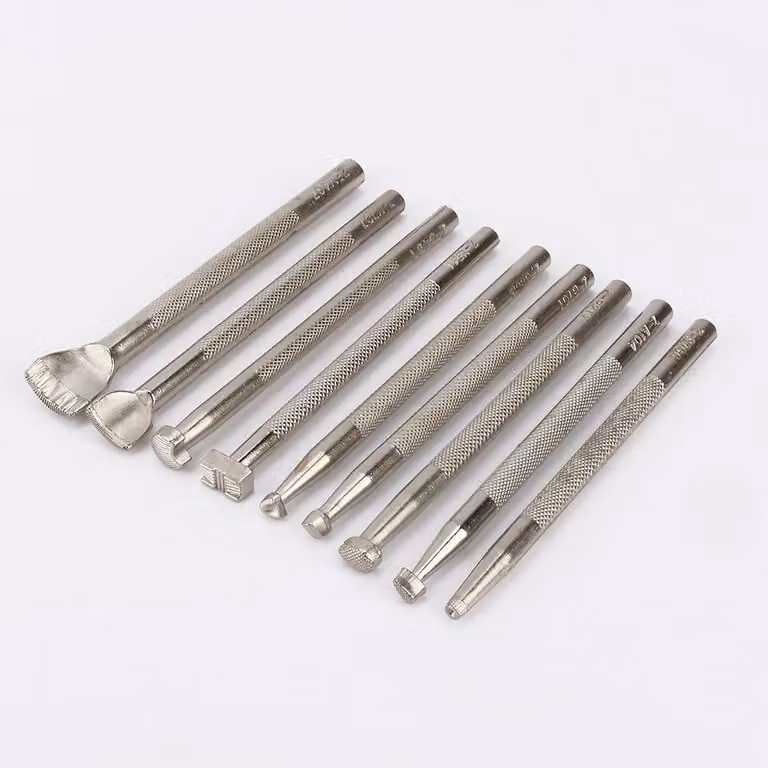 Set di strumenti per goffratura su pelle, 9 pezzi, punzoni in acciaio per incisione su pelle, selleria, set di punzoni per goffratura su pelle, fai da te, cinture, borse