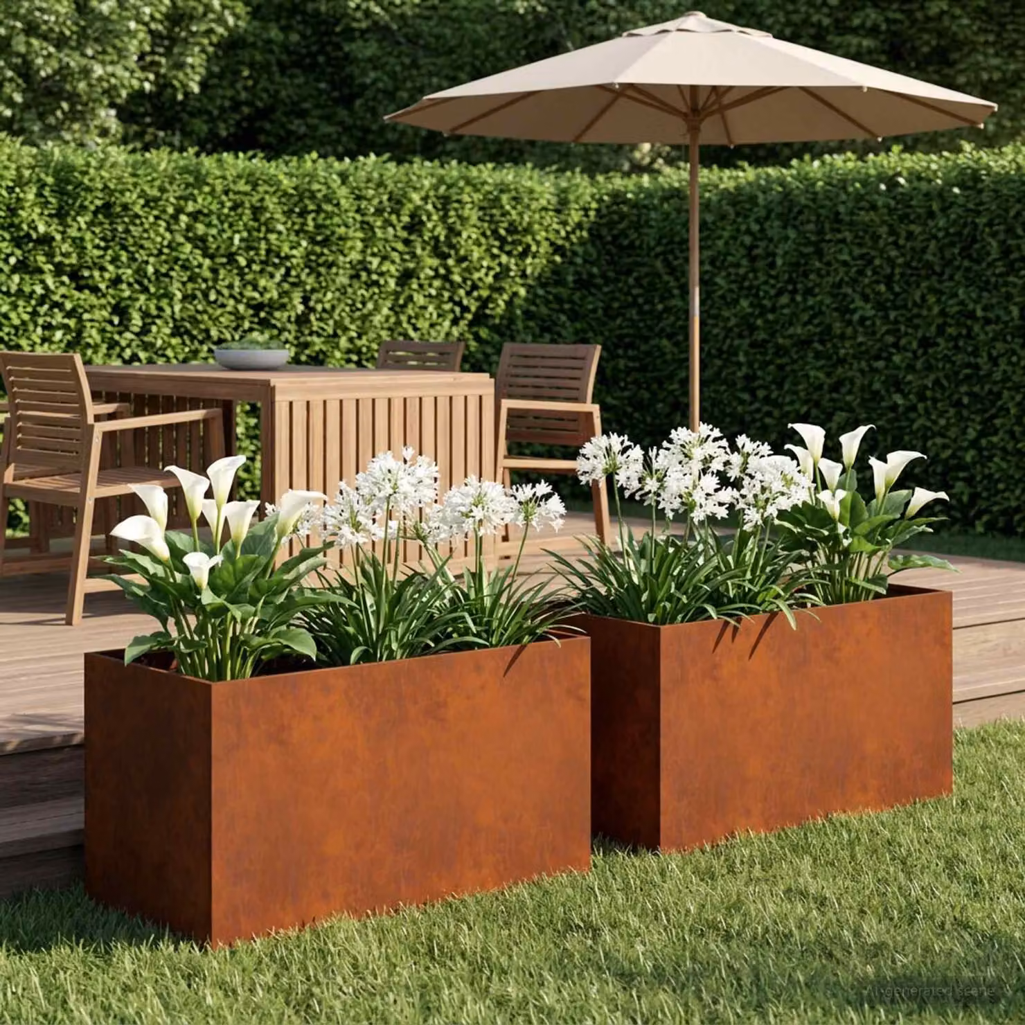 Set di 2 vasi da giardino vidaXL in acciaio color marrone, L: 100 cm, P: 50 cm, H: 50 cm