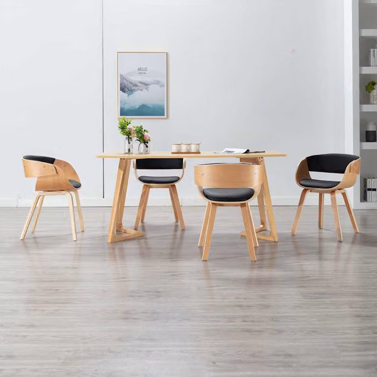 Set di 4 sedie da pranzo vidaXL in legno e similpelle nera, design moderno per cucina e sala da pranzo