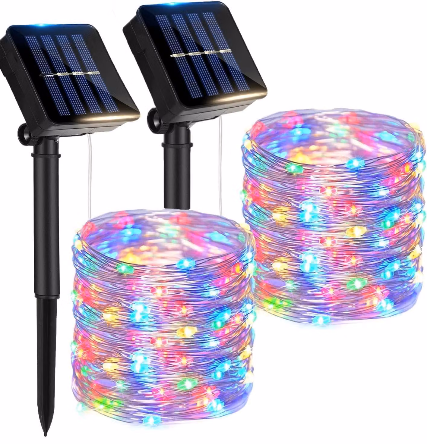 Catena luminosa solare, 12 metri, 120 LED, 8 modalità, grado di protezione IP65, multicolore