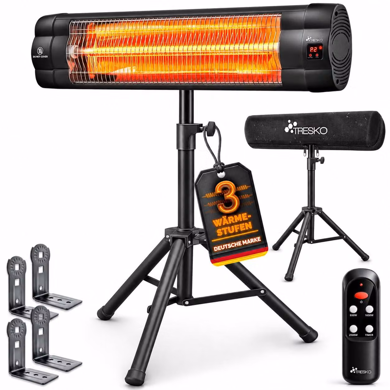 Riscaldatore a infrarossi da 2500 W - Pannello radiante elettrico da parete con tre livelli di riscaldamento - Grigio antracite