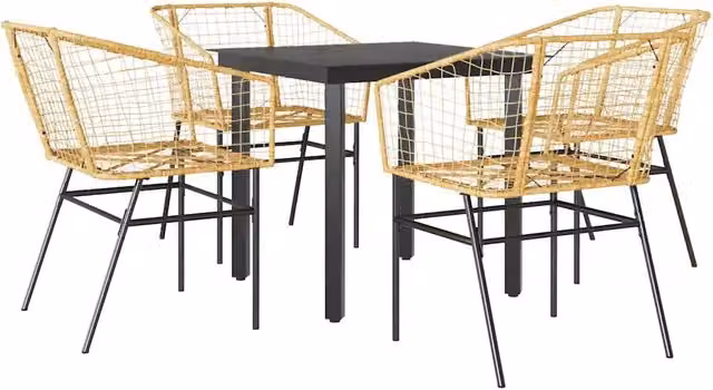 Set da Pranzo da Giardino 5pz | Set Salotto da Giardino Polyrattan Vetro