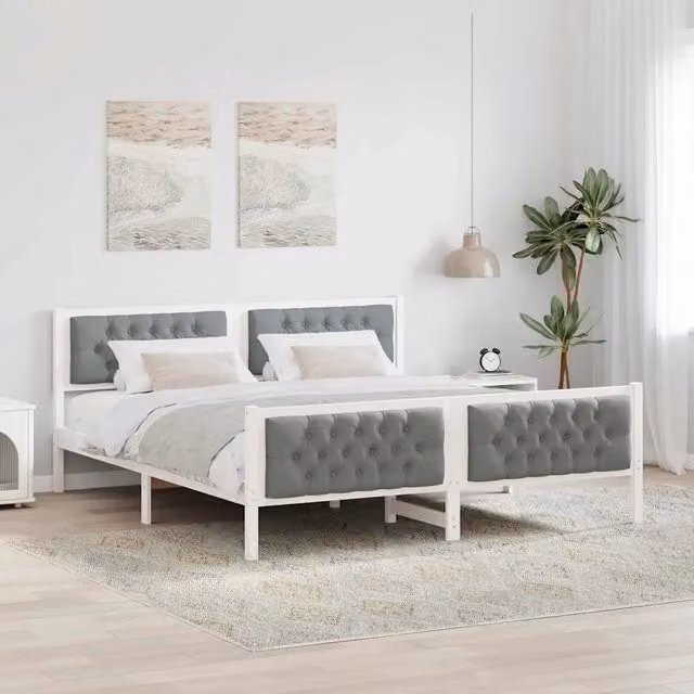 Struttura del letto Grigio chiaro 160 x 200 cm Pino massello 3394282
