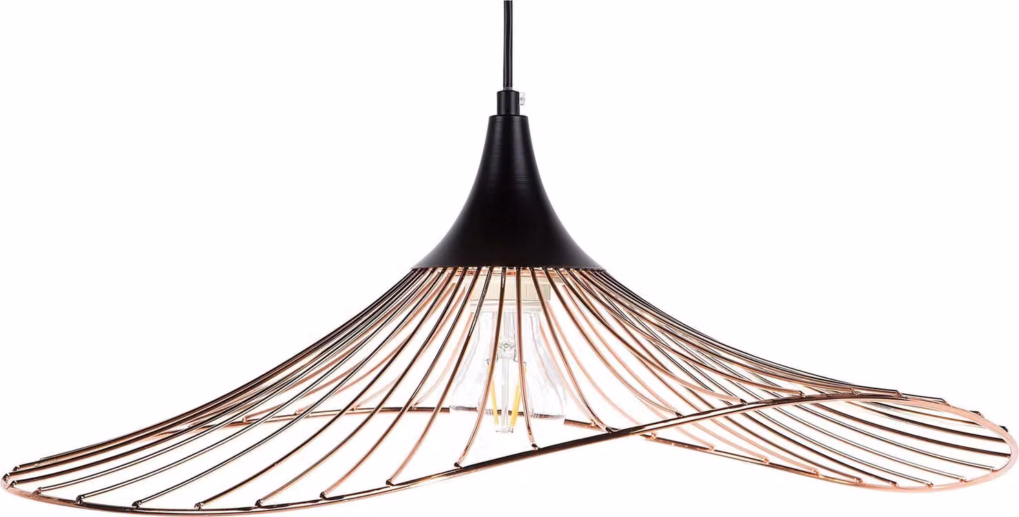 BELIANI Lampada a sospensione in rame con paralume in metallo e griglia a forma di imbuto per il soggiorno e la sala da pranzo in stile minimalista