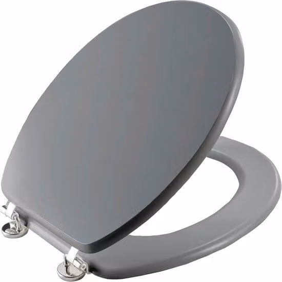 Sedile WC in MDF grigio opaco, cerniere in metallo, confortevole