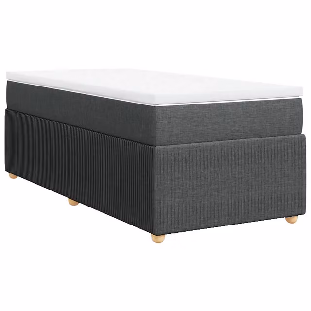 Letto singolo | Letto per adulti | Giroletto a Molle con Materasso Grigio Scuro 90x190 cm Tessuto