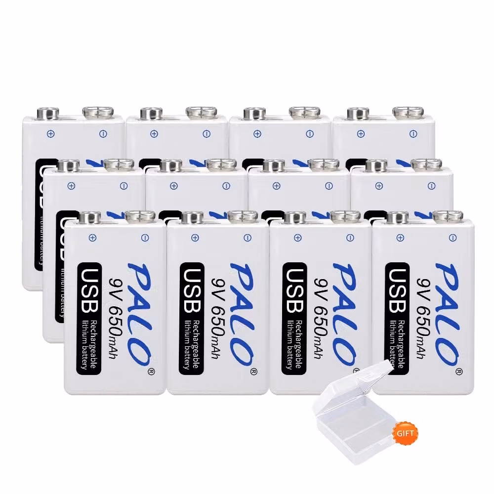 batteria agli ioni di litio da 9V 650mAh, certificata CE, 7,2-8,4V, 12 pezzi