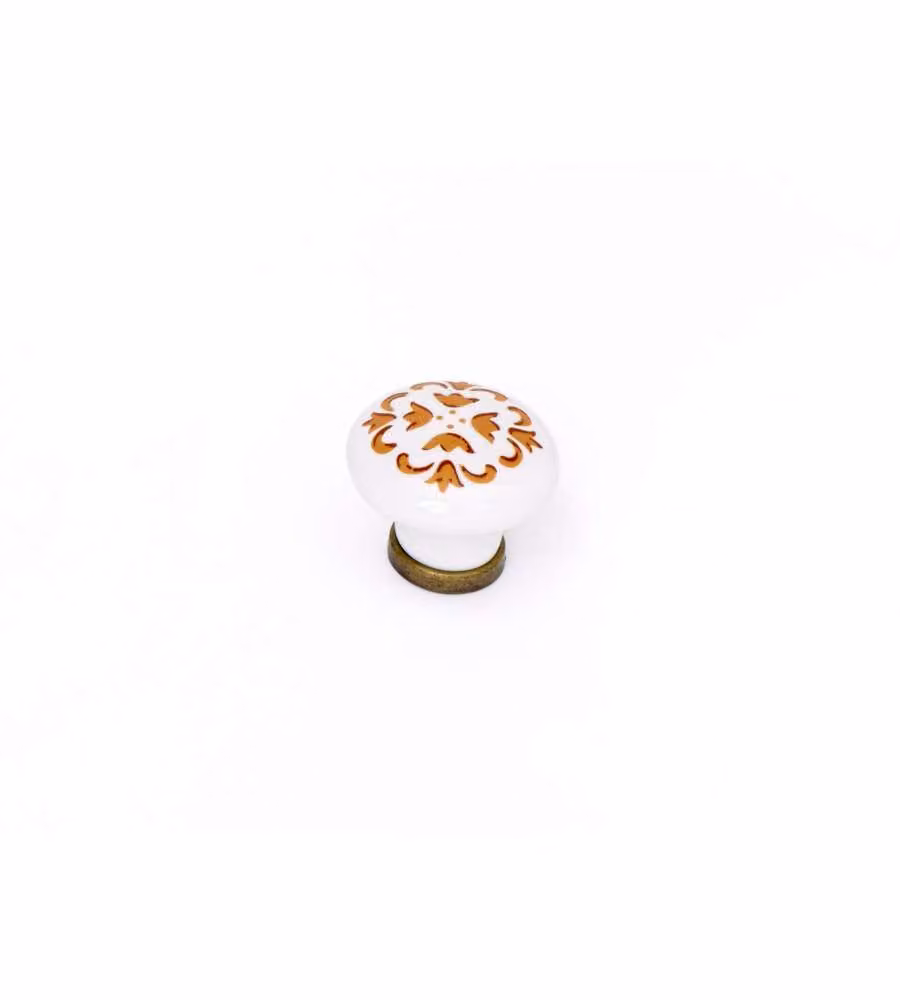 Pomolo rustico in porcellana bronzo/bianco 30 mm