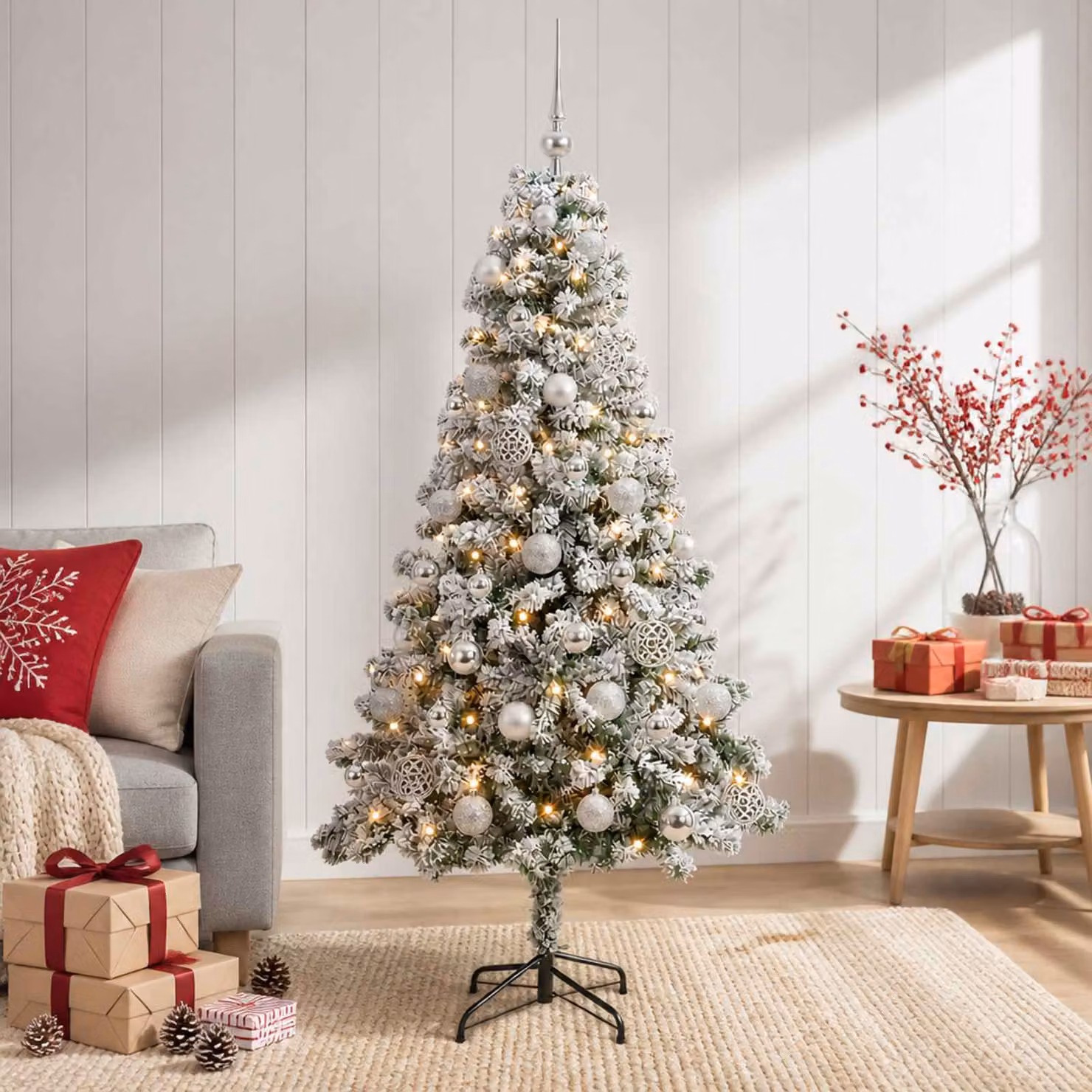 vidaXL Albero di Natale Artificiale con Palline 120 cm 150 LED