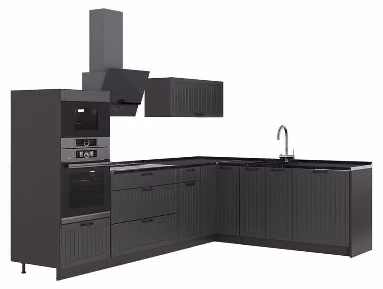 Cucina angolare completa Vicco Fame-Line Grigio scuro/Antracite 287 x 207 cm senza piano di lavoro, Model 63464