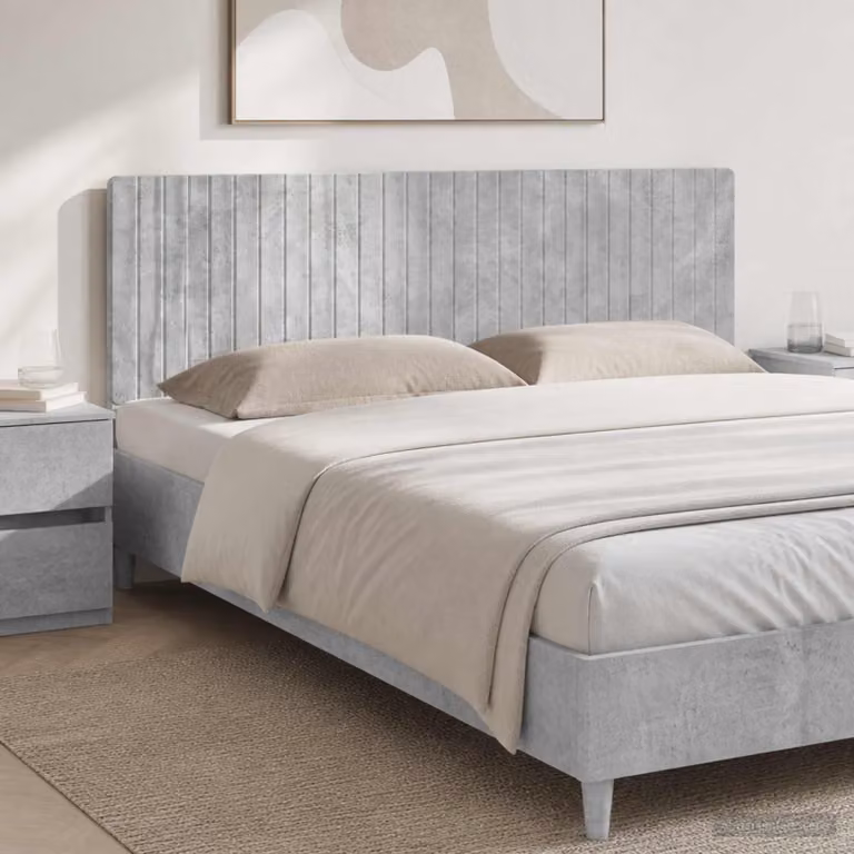 Testiera da muro vidaXL ZWOLLE moderna in tessuto grigio con mensola integrata, L: 180 cm, P: 15,8 cm, H: 50 cm
