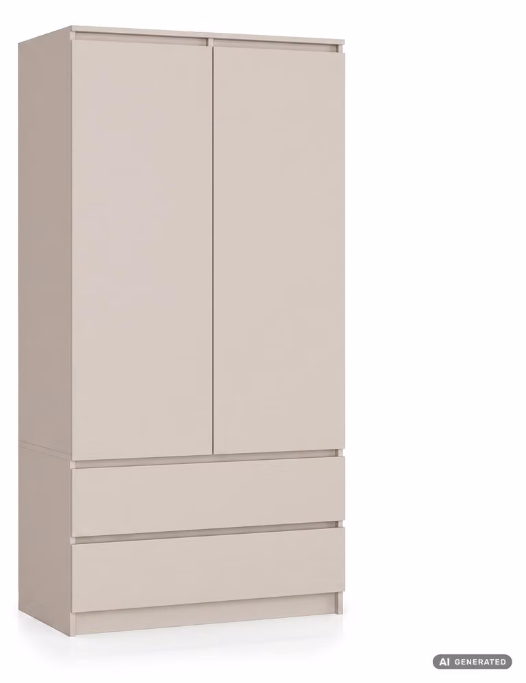 Armadio S90 Cashmere 90 cm 2 ante 2 cassetti 4 ripiani 90x51x180 cm