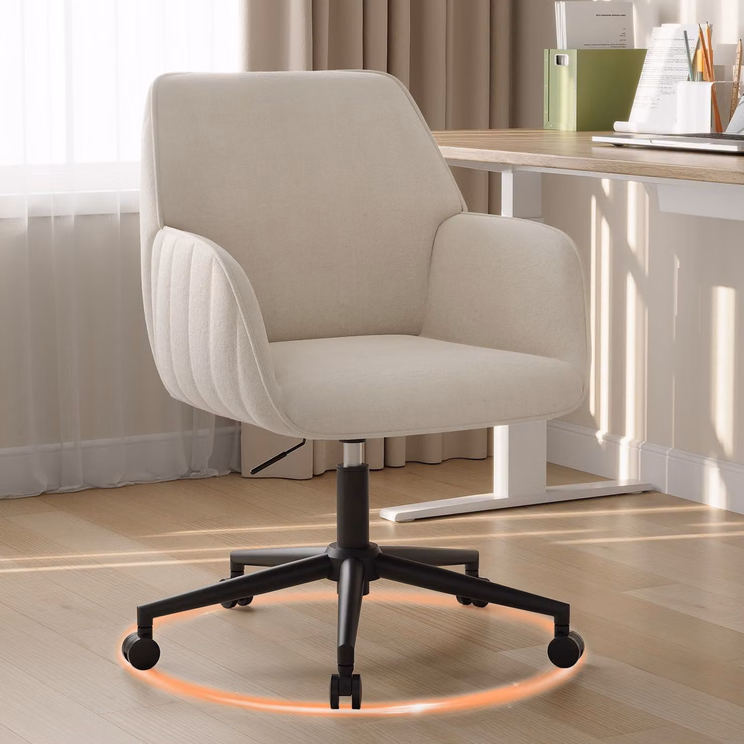 Sedia da ufficio, ergonomica, girevole, con braccioli, adatta per l'uso in casa e in ufficio, con portata massima di 136 kg