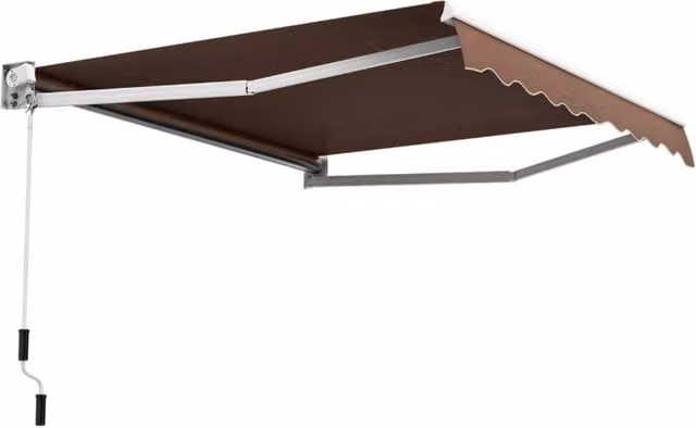 Tenda parasole in alluminio con manovella e poliestere impermeabile, Tenda da sole retrattile 245x200cm Marrone