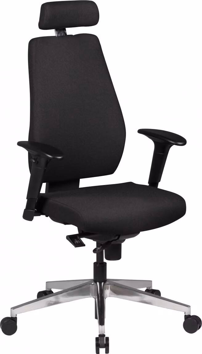 Sedia direzionale Amstyle Darius rivestimento in tessuto nero sedia girevole con poggiatesta; SPM1.279