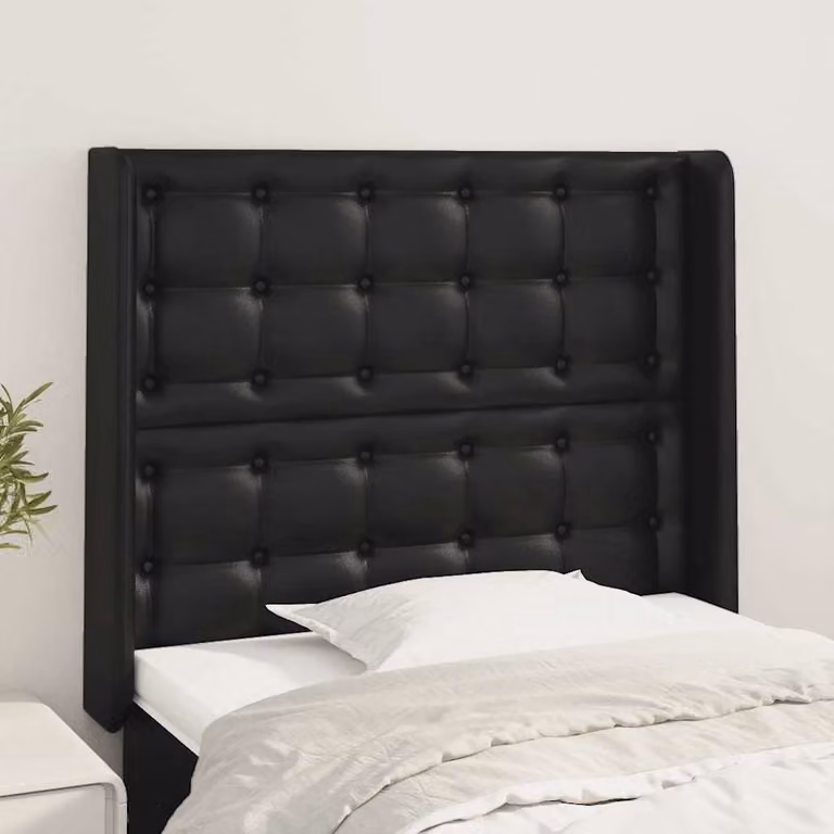 Testiera per letto vidaXL in similpelle nera con design ad orecchio e struttura imbottita L: 103 cm, P: 16 cm, H: 118-128 cm