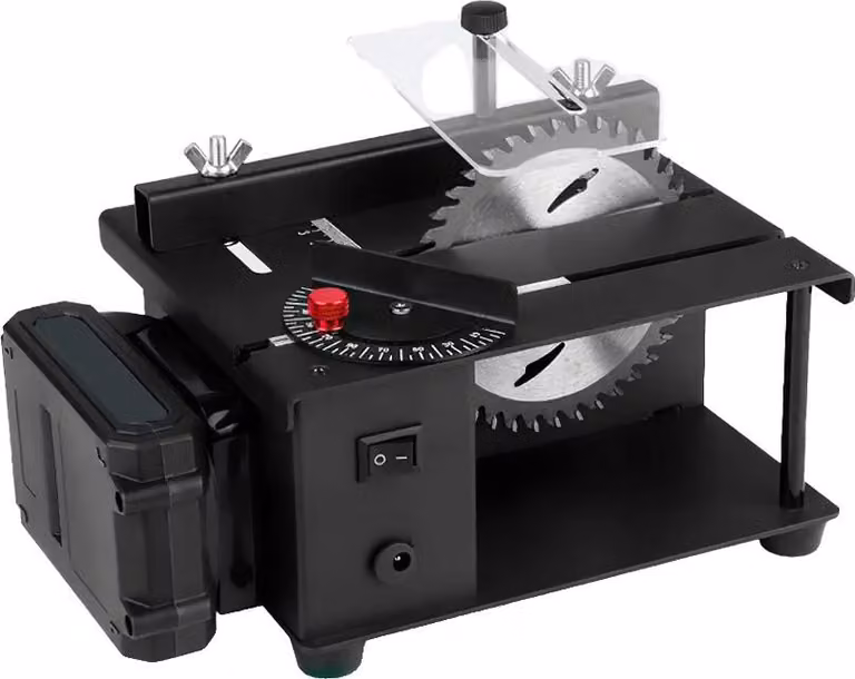 Sega circolare elettrica da banco, diametro lama 110 MM, altezza lama 35 MM, velocità motore 23000 giri/min, 1 batteria 1 spina UE