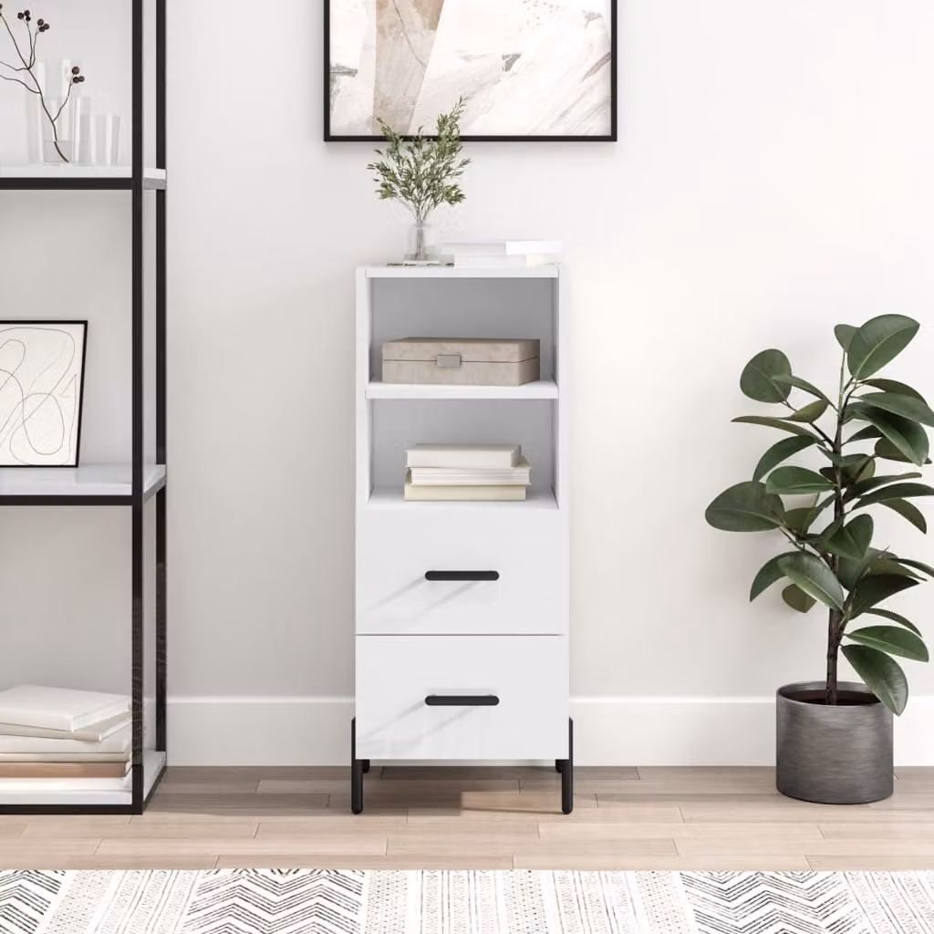 Credenza moderna vidaXL in legno bianco lucido, sospesa, L/P/H: 34,5 x 34 x 90 cm