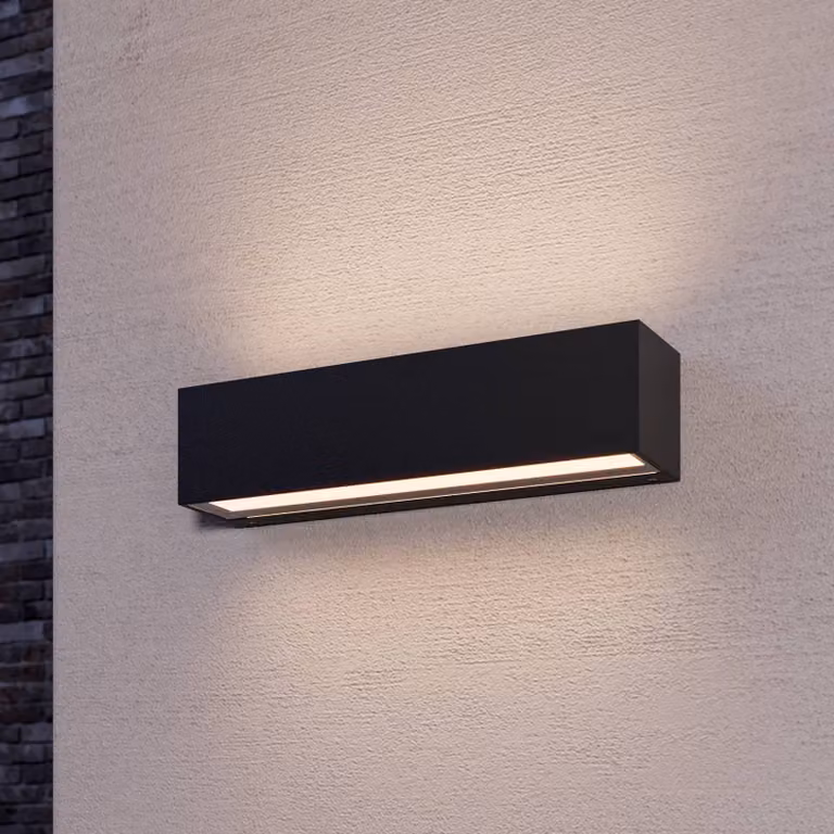 Applique da esterni a LED Lengo Lucande, Nero, Alluminio, Moderno, Applique LED da esterni