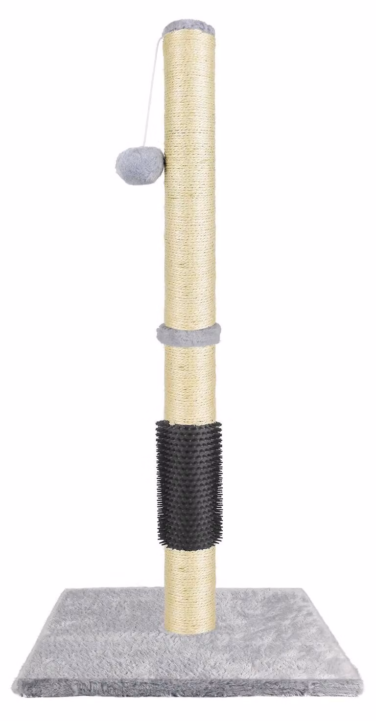 Albero per gatti - Altezza 80 cm - Legno - A un livello - Cavo in sisal - Palla appesa - Colore giallo