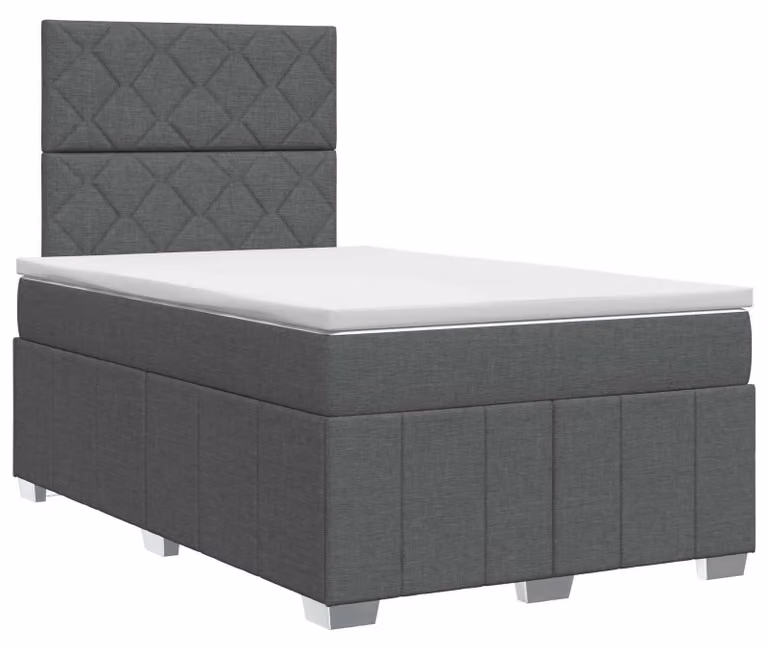 Letto a molle con materasso grigio scuro 120 x 190 cm in tessuto