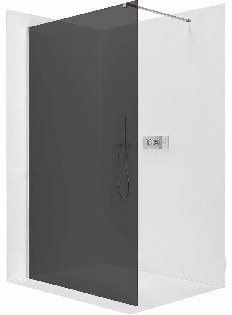 CERANO - Box doccia Walk-in Onyx Cube L/P - 8 mm - montante squadrato - cromato, vetro grafite - 50x200 cm
