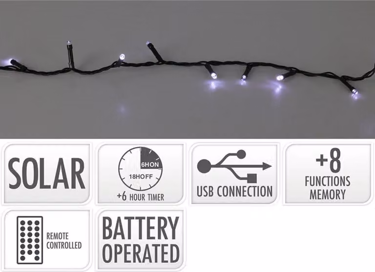 Luci solari a LED 480 USB ricaricabili bianco freddo timer telecomando