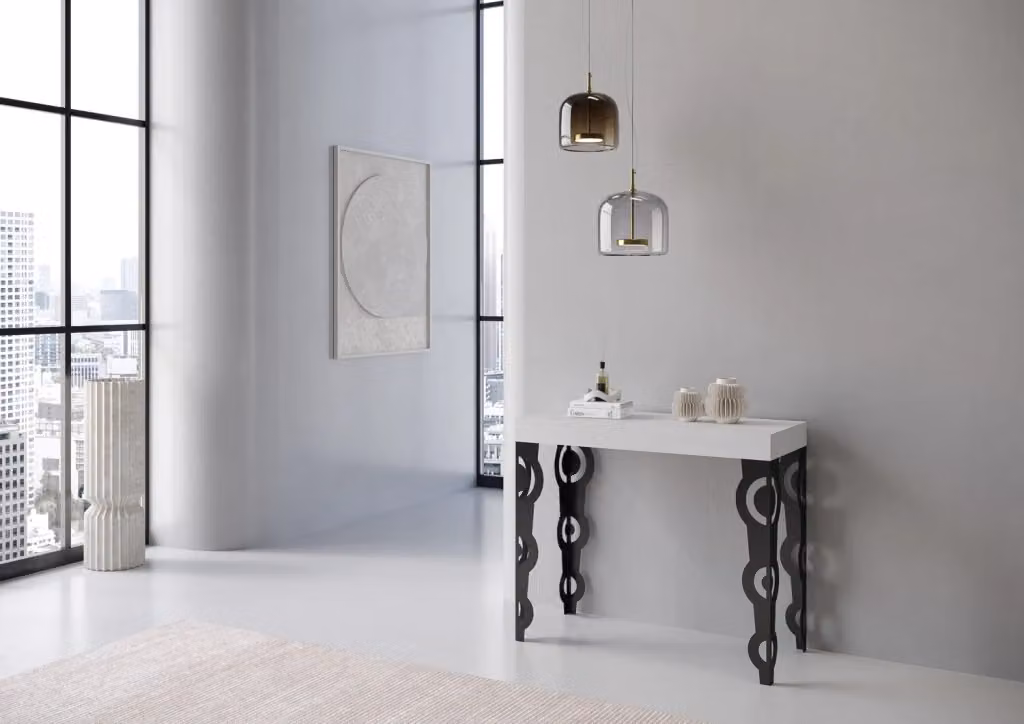 Consolle allungabile Itamoby Karamay Small Premium Bianco Frassino con telaio Antracite L/P/H: 90 x 40 x 77 cm (estendibile fino a 196 cm) – 2