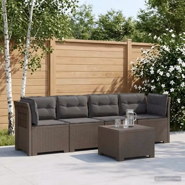Divano da Giardino a 4 Posti con Cuscini in Stile Rattan PP 3443883