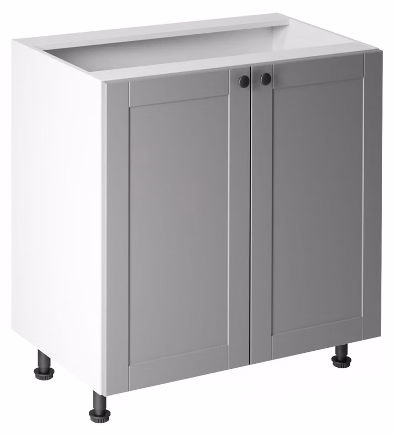 Mobile basso a due ante LUMEA - larghezza 80 cm, grigio/bianco