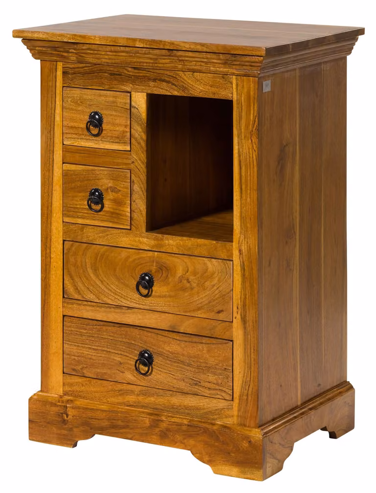 MASSIVMOEBEL24 | OXFORD #0503 Comodino in legno di acacia - laccato / miele 55x40x80
