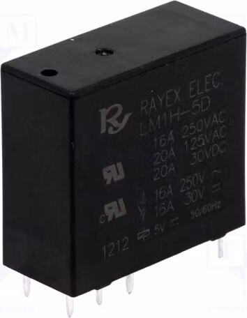 1 relè: elettromagnetico, bobina: 5 VDC, 16 A / 250 VAC, mini relè elettromagnetico LM1H-5D