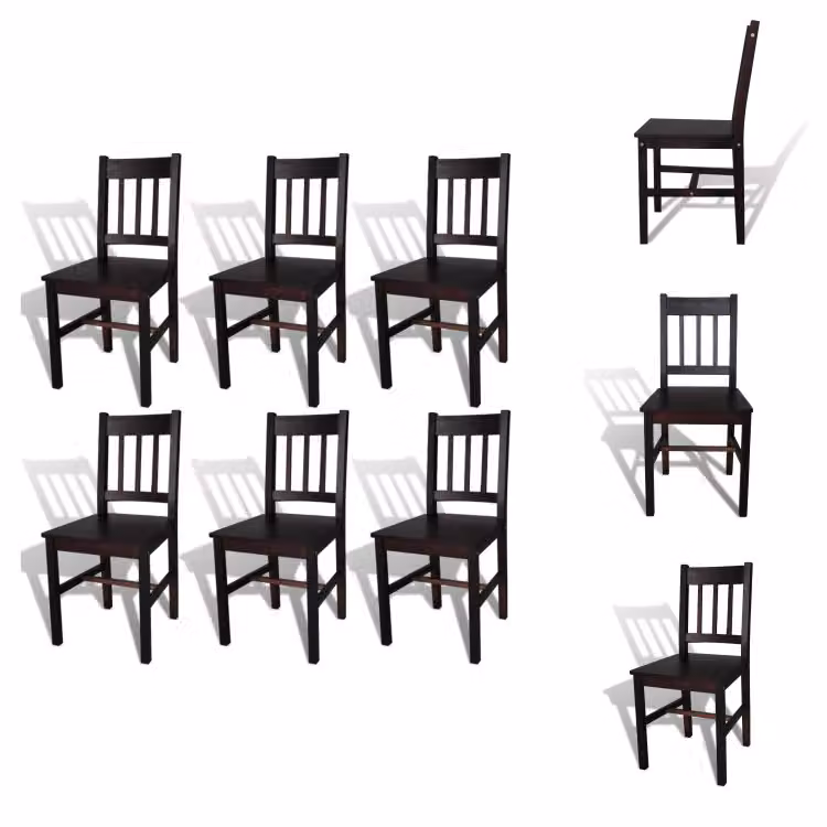 vidaXL Sedie da pranzo 6 pz. Legno di pino marrone scuro - Sedie da pranzo