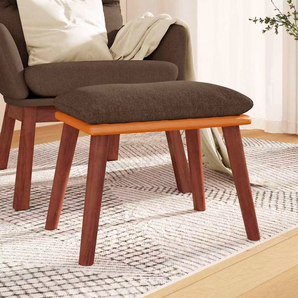 Poggiapiedi vidaXL Marrone in Tessuto e Similpelle L: 45 cm, P: 29,5 cm, H: 35 cm